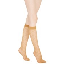 Baklava Desenli Dizaltı Kadın Çorap Ten Baklava Desenli Dizaltı Kadın Çorap Ten