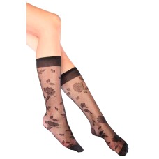 Garden Desenli Dizaltı Kadın Çorap Siyah Garden Desenli Dizaltı Kadın Çorap Siyah