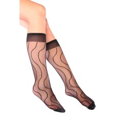 Nehir Desenli Dizaltı Kadın Çorap Siyah Nehir Desenli Dizaltı Kadın Çorap Siyah