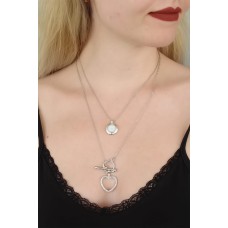 Kalpli Detaylı Gümüş Renk Kolye Kalpli Detaylı Gümüş Renk Kolye