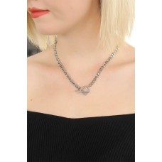 Gümüş Renk Zincir Kadın Çelik Kolye Gümüş Renk Zincir Kadın Çelik Kolye