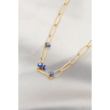 Çoklu Nazar Boncuk Tasarımlı Gold Zincir Kolye Çoklu Nazar Boncuk Tasarımlı Gold Zincir Kolye