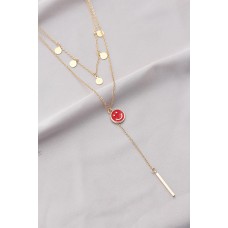Yeni Sezon Kırmızı Emoji Detaylı Gold Zincirli Çoklu Kolye Yeni Sezon Kırmızı Emoji Detaylı Gold Zincirli Çoklu Kolye