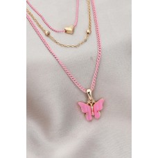 Yeni Sezon Pembe Zincir Detaylı Kelebek Model Gold Çoklu Kolye Yeni Sezon Pembe Zincir Detaylı Kelebek Model Gold Çoklu Kolye