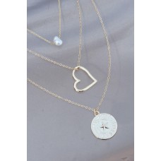 Gold Metal Karışık Aksesuarlı Kalp Detaylı Çoklu Kolye Gold Metal Karışık Aksesuarlı Kalp Detaylı Çoklu Kolye