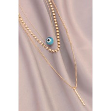 Nazar Boncuk Tasarımlı Çoklu Gold Metal Kolye Nazar Boncuk Tasarımlı Çoklu Gold Metal Kolye