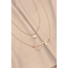 Kalp Ritimli Model Zirkon Taşlı Rose Metal Kadın Kolye Kalp Ritimli Model Zirkon Taşlı Rose Metal Kadın Kolye