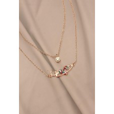 Ay Yıldızlı Model Renkli Zirkon Taşlı Rose Metal Kadın Kolye Ay Yıldızlı Model Renkli Zirkon Taşlı Rose Metal Kadın Kolye