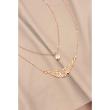 Melek Kanadı Model Zirkon Taşlı Rose Metal Kadın Kolye Melek Kanadı Model Zirkon Taşlı Rose Metal Kadın Kolye