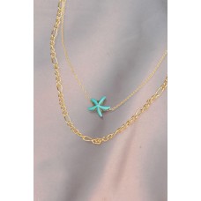 Mavi Deniz Yıldızı Detaylı Gold Metal Zincirli Kadın Kolye Mavi Deniz Yıldızı Detaylı Gold Metal Zincirli Kadın Kolye