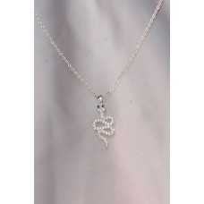 Yeşil Gözlü Yılan Tasarımlı Zirkon Taş Detaylı Gümüş Metal Zincirli Kadın Kolye Yeşil Gözlü Yılan Tasarımlı Zirkon Taş Detaylı Gümüş Metal Zincirli Kadın Kolye