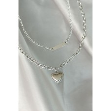 Çelik Gümüş Renk Kalpli Kolye Çelik Gümüş Renk Kalpli Kolye