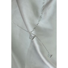 Çelik Gümüş Renk Kelebek Kolye Çelik Gümüş Renk Kelebek Kolye