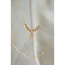 Çiçek Detaylı Çift Zincir Gold Metal Kadın Kolye Çiçek Detaylı Çift Zincir Gold Metal Kadın Kolye