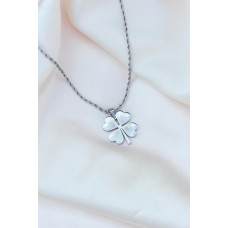 Çelik Gümüş Renk Yonca Kolye Çelik Gümüş Renk Yonca Kolye