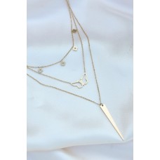 Çelik Gold Renk Çoklu Kelebek Kolye Çelik Gold Renk Çoklu Kelebek Kolye