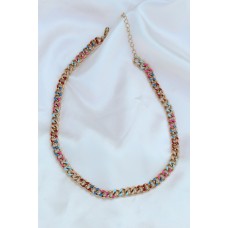 Çelik Renkli Mineli Zincir Tasarımlı Kolye Çelik Renkli Mineli Zincir Tasarımlı Kolye