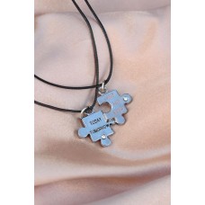 Puzzle Tasarımlı Çift Kolyesi Puzzle Tasarımlı Çift Kolyesi