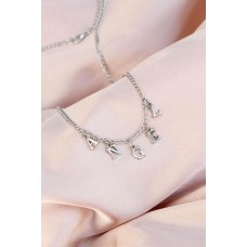 Yeni Sezon Angel Yazılı Gümüş Renk Sallantılı Kadın Kolye Yeni Sezon Angel Yazılı Gümüş Renk Sallantılı Kadın Kolye