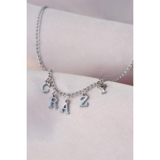 Yeni Sezon Crazy Yazılı Gümüş Renk Sallantılı Kadın Kolye Yeni Sezon Crazy Yazılı Gümüş Renk Sallantılı Kadın Kolye