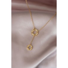 Çelik Roma Rakamlı Tasarımlı Gold Renk Zirkon Taşlı Kadın Kolye Çelik Roma Rakamlı Tasarımlı Gold Renk Zirkon Taşlı Kadın Kolye