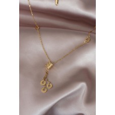 Çelik Roma Rakamlı Tasarımlı Gold Renk Kadın Kolye Çelik Roma Rakamlı Tasarımlı Gold Renk Kadın Kolye