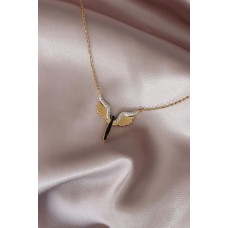 Çelik Mikail Meleği Tasarımlı Gold Renk Zirkon Taşlı Kadın Kolye Çelik Mikail Meleği Tasarımlı Gold Renk Zirkon Taşlı Kadın Kolye