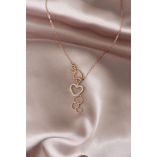 Çelik Rose Renk Kalpler Tasarımlı Zirkon Taşlı Kadın Kolye Çelik Rose Renk Kalpler Tasarımlı Zirkon Taşlı Kadın Kolye