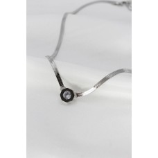 Çelik Gümüş Renk Siyah Mineli Zirkon Taşlı İtalyan Zincir Kolye Çelik Gümüş Renk Siyah Mineli Zirkon Taşlı İtalyan Zincir Kolye