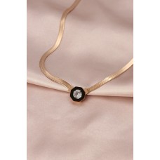 Çelik Rose Renk Siyah Mineli Zirkon Taşlı İtalyan Zincir Kolye Çelik Rose Renk Siyah Mineli Zirkon Taşlı İtalyan Zincir Kolye