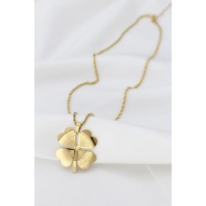 Çelik Gold Renk Büyük Boy Yonca Kolye Çelik Gold Renk Büyük Boy Yonca Kolye