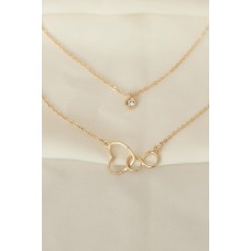 Kalp ve Sonsuzluk Model Zirkon Taşlı Gold Metal Zincirli Kolye Kalp ve Sonsuzluk Model Zirkon Taşlı Gold Metal Zincirli Kolye