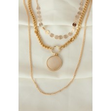 Sedefli Taş Detaylı Retro Model Gold Renk Metal Zincirli Çoklu Kolye Sedefli Taş Detaylı Retro Model Gold Renk Metal Zincirli Çoklu Kolye