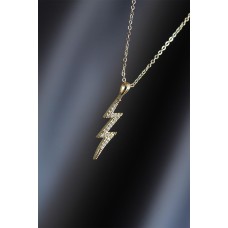 Gold Renk Metal Zirkon Taşlı Şimşek Kolye Gold Renk Metal Zirkon Taşlı Şimşek Kolye