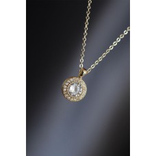 Gold Renk Metal Zirkon Taşlı Oval Kolye Gold Renk Metal Zirkon Taşlı Oval Kolye