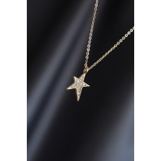 Altın Renk Metal Zirkon Taşlı Yıldız Kolye Altın Renk Metal Zirkon Taşlı Yıldız Kolye