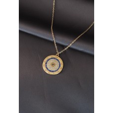 Roma Rakamlı Nazar Boncuk Tasarımlı Zirkon Taşlı Kolye Roma Rakamlı Nazar Boncuk Tasarımlı Zirkon Taşlı Kolye