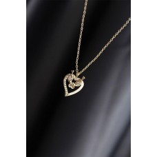 Altın Renk Metal Zirkon Taşlı Kalp Figürlü Kolye Altın Renk Metal Zirkon Taşlı Kalp Figürlü Kolye