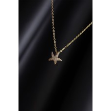 Gold Renk Metal Zirkon Taşlı Minimal Deniz Yıldızı Figürlü Kolye Gold Renk Metal Zirkon Taşlı Minimal Deniz Yıldızı Figürlü Kolye