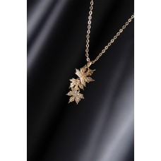 Gold Renk Metal Zirkon Taşlı Yaprak Figürlü Kolye Gold Renk Metal Zirkon Taşlı Yaprak Figürlü Kolye