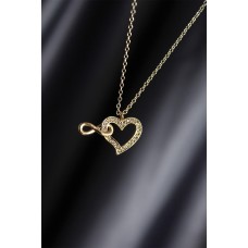 Gold Renk Metal Zirkon Taşlı Sonsuzluk ve Kalp Figürlü Kolye Gold Renk Metal Zirkon Taşlı Sonsuzluk ve Kalp Figürlü Kolye