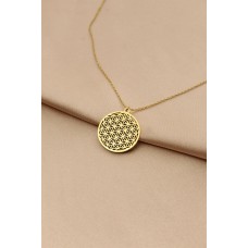 Çelik Gold Renk Yaşam Çiçeği Tasarımlı Kadın Kolye Çelik Gold Renk Yaşam Çiçeği Tasarımlı Kadın Kolye