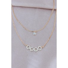 Gold Renk Metal Çift Zincirli Zirkon Taşlı Su Yolu Kolye Gold Renk Metal Çift Zincirli Zirkon Taşlı Su Yolu Kolye