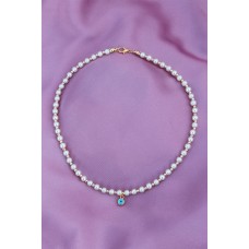 Yeni Sezon Gold Renk Metal Nazar Boncuklu İnci Kolye Yeni Sezon Gold Renk Metal Nazar Boncuklu İnci Kolye