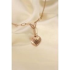 Çelik Rose Renk Çizgili Kalp Model Kadın Kolye Çelik Rose Renk Çizgili Kalp Model Kadın Kolye