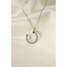 Çelik Silver Renk Zirkon Taşlı Çivi Model Kadın Kolye Çelik Silver Renk Zirkon Taşlı Çivi Model Kadın Kolye
