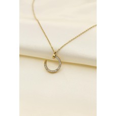 Çelik Gold Renk Zirkon Taşlı Çivi Model Kadın Kolye Çelik Gold Renk Zirkon Taşlı Çivi Model Kadın Kolye