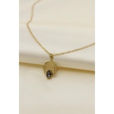 Çelik Gold Renk Kristal Taşlı Yaprak Model Kadın Kolye Çelik Gold Renk Kristal Taşlı Yaprak Model Kadın Kolye