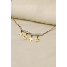 Çelik Gold Renk Zirkon Taşlı Minimal Yonca Tasarımlı Kadın Kolye Çelik Gold Renk Zirkon Taşlı Minimal Yonca Tasarımlı Kadın Kolye