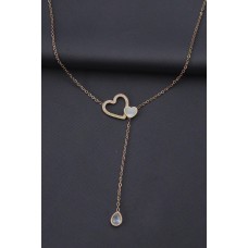 Çelik Rose Renk Taşlı Sedefli Simli Kalp Tasarımlı Kadın Kolye Çelik Rose Renk Taşlı Sedefli Simli Kalp Tasarımlı Kadın Kolye